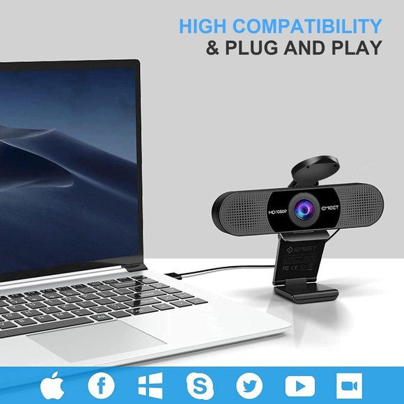 EMEET 1080P Webcam with Microphone, C960 Web Camera, Mics Streaming Webcam wit - Picture 5 of 14